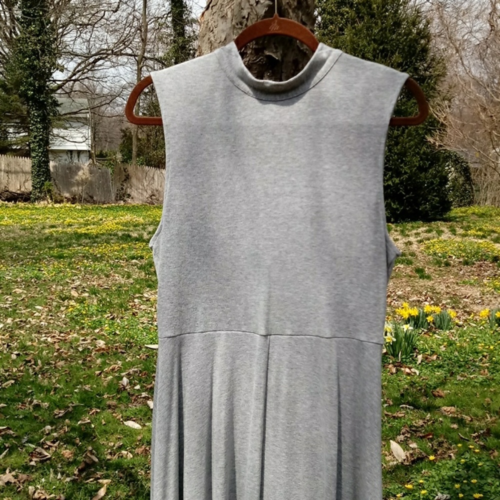 Long flowing sleeveless knit dress
